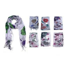 60 Wholesale Giant Flower Print Ladies Fashion Scarf