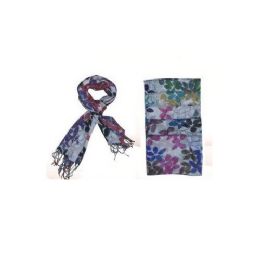 60 Wholesale Multi Colored Pointy Flower Print On White Ladies Scarf