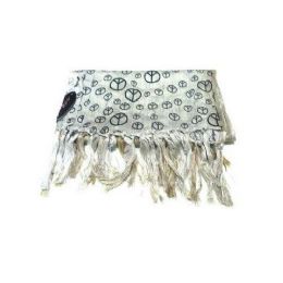 60 Wholesale Mini Peace Sign Print Ladies Scarf