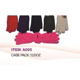 60 Pairs Ladies Fleece Winter Gloves Asst Colors - Fleece Gloves