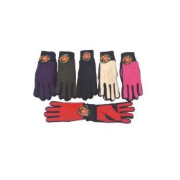 60 Pairs Ladies Heavy Winter Glove W/ Grip - Knitted Stretch Gloves