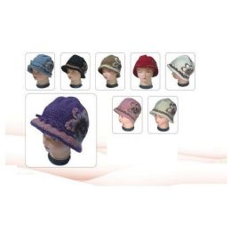 60 Pieces Heavy Knit Hat With Flower - Fashion Winter Hats