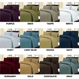 12 Wholesale Solid Color Full 4 Piece Sheet Set In White