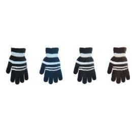 144 Pairs Mens Knit Winter Gloves Stripes Design - Knitted Stretch Gloves
