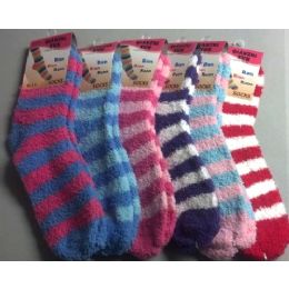 240 Pairs Stripe Fuzzy Sock - Womens Fuzzy Socks