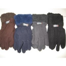 96 Pairs Fleece Gloves W/ Fur Top - Fleece Gloves