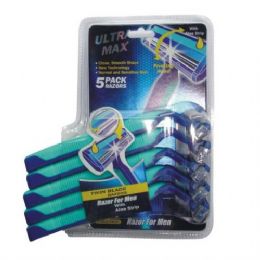 72 Wholesale Ultra Max Razor Twin Blade 5pk Blue