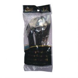 48 Wholesale Plastic Cutlery Chome 12ct Combo