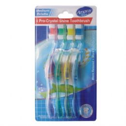 48 Wholesale Amoray Toothbrush 4pk Shine Medium