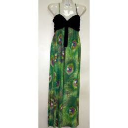 48 Wholesale Ladies Peacock Print Dress / Summer Dress