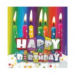 288 Pieces Happy Birthday Bright Candle Bev. Nap. 16 Ct. - Party Paper Goods