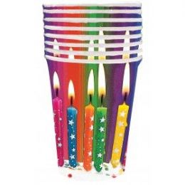 144 Pieces Happy Birthday Bright Candle Cup 8 Ct. - Party Paper Goods