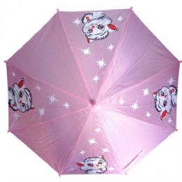 48 Wholesale Kid Size Cat Umbrella Purple