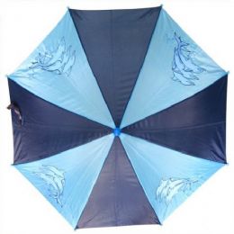 48 Pieces Kid Size Fish Umbrells In Blue - Umbrellas & Rain Gear
