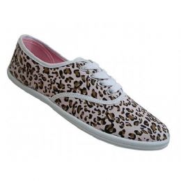 24 Wholesale Women's Print Canvas Shoes Cheetah Print