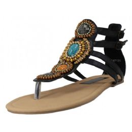 24 Wholesale Women's Beaded Gladiator Sandals