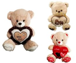 12 Pieces 16 Inch 3 Style Mixed Brown Bear With Love Heart And Sound - Valentine Decorations