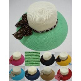24 Pieces Ladies TwO-Color Summer Hat With Polka Dot Bow - Sun Hats