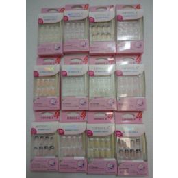144 Wholesale Decorated Artificial NailS-French Tips