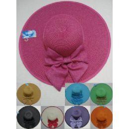 24 Pieces Ladies LargE-Brimmed Summer Hat With Jumbo Bow - Sun Hats