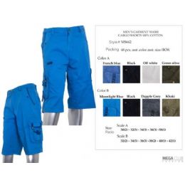 48 Wholesale Mens Long Cargo Pants With Belt Size 30-38 100% Cotton