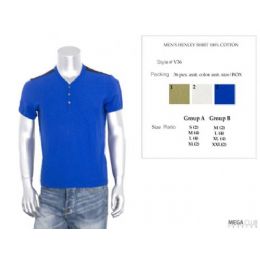 36 Wholesale Mens Henley Shirt 100% Cotton S-xl