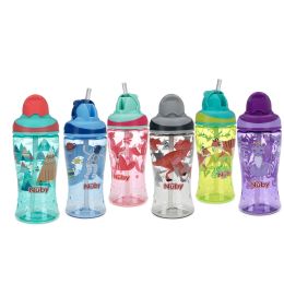 24 Wholesale Nuby Thirsty KidsnO-Spill Boost Printed Cup With Thin FliP-It Straw (pp), 12 Oz, 2pk - Assorted Designs