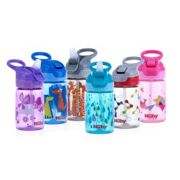24 pieces Nuby FliP-It Reflex Push Button ON-ThE-Go Printed Cup With Soft Spout (pp), 12oz - Assorted Designs - Baby Accessories
