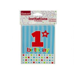 288 Pieces 8 Pack 1st Birthday Invites - Party Novelties