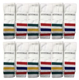 60 of Yacht & Smith Men's 28 Inch Cotton Tube Sock White With Stripes Size 10-13