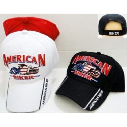 48 Wholesale American Biker Baseball Adjustable Hats Caps