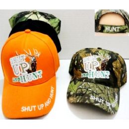 48 Wholesale Hunting Baseball Hats Shut Up And Hunt Buck Design