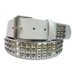 48 Pieces Pyramid Studded Silver Belt - Unisex Fashion Belts