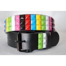 48 Pieces Pyramid Studded Rainbow Belt - Unisex Fashion Belts