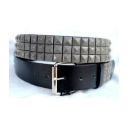 48 Pieces Pyramid Studded Grey Belt - Unisex Fashion Belts