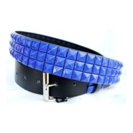 48 Pieces Pyramid Studded Blue Belt - Unisex Fashion Belts