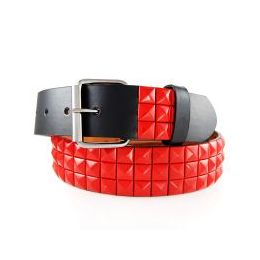 48 Pieces 2-Row Metal Pyramid Studded Leather Belt Unisex Mens Womens - Unisex Fashion Belts