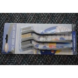 48 Wholesale 12 Pcs Of 3pc 7" Mini Wire Brush SeT-Black Handle