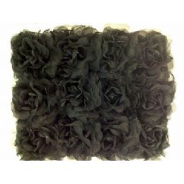 48 Units of Solid Color 3 Way Black Flowers For Hair - Hair Accessories