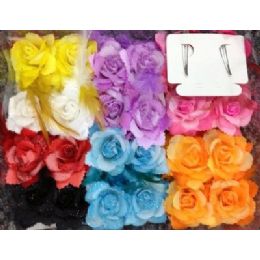 48 Wholesale Hair Flower Accessary With Glitter For Woman/ Lady