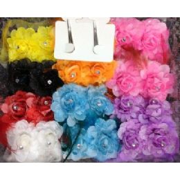 48 Wholesale Flower Accessary Glitter With Rhinestone For Woman/ Lady