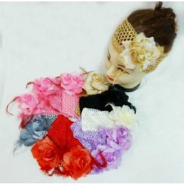 48 Wholesale Flower Headband With Feather And Glitter