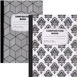 48 Pieces Diamond & Diamond Patterns B/w Composition Notebook 100 Sheets - Notebooks
