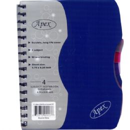 48 Wholesale Apex 4 Subject Poly Notebook 4x 5.5 150 Sheets