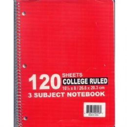36 Wholesale 3 Subject Notebook College Ruled