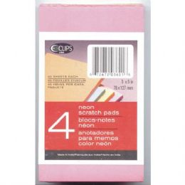 48 Wholesale Neon Scratch Pads - 3" X 5" - 4 Pack - 40 Sheets/pad