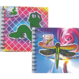 48 Wholesale Holographic Notebook With Key Chain - 6"x5"caterpilar & Dragon