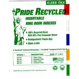 96 Wholesale Kleer Fax White Subject Tab Dividers With 5 Colors Tabs