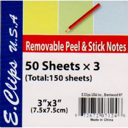 72 Wholesale Sticky Note Pads - Rainbow 3/pack
