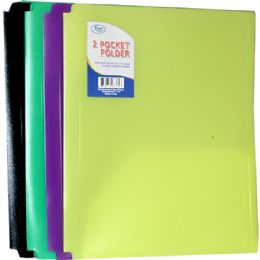 60 Wholesale 2 Pocket No Holes Poly Folder Assorted Colors In Display